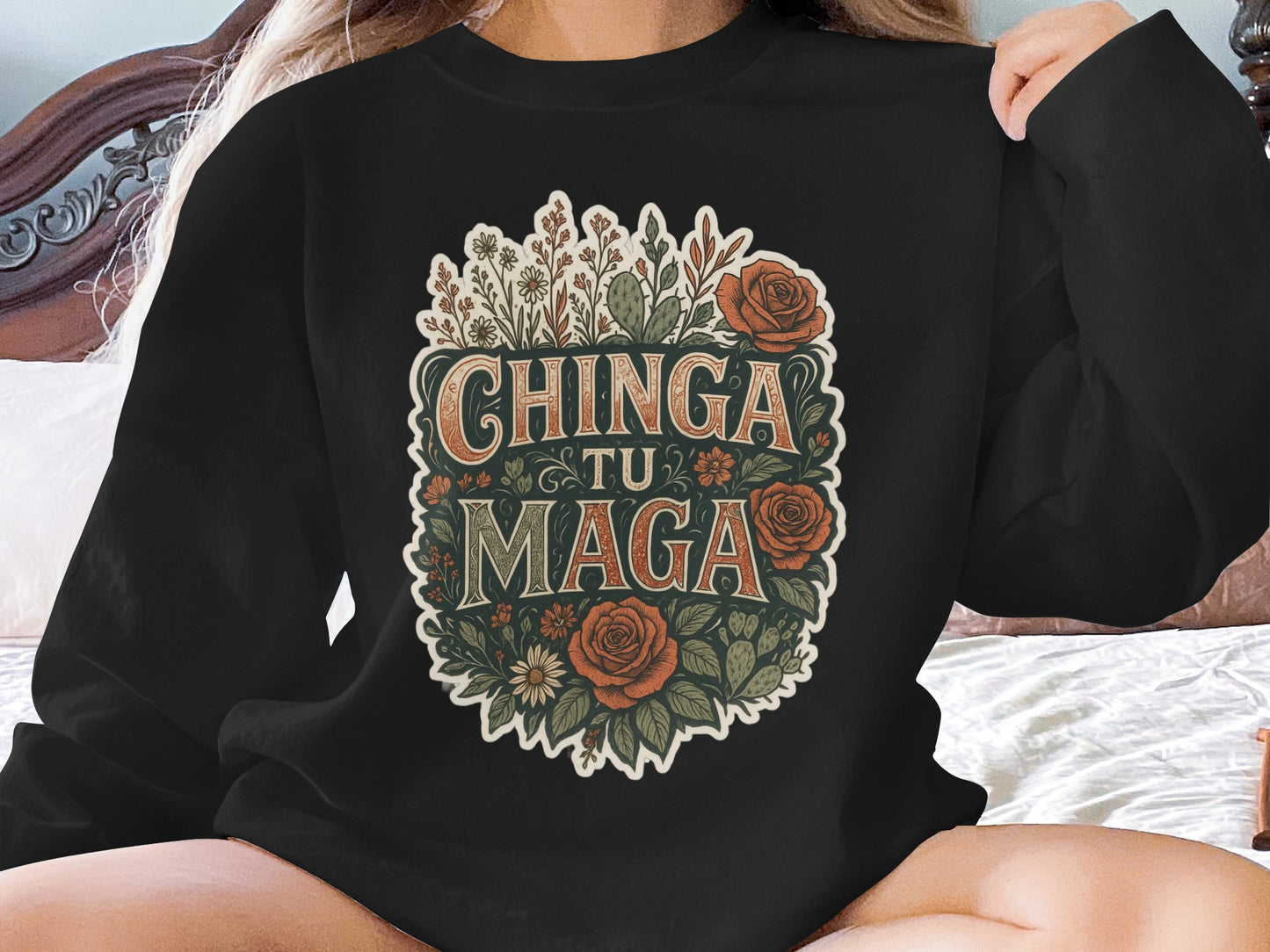 Floral Chinga Tu Maga Graphic Print Sweatshirt product type