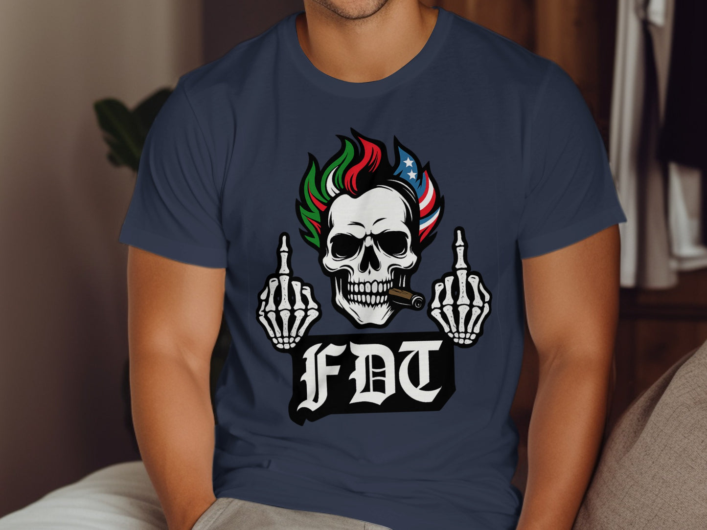 FDT Skull with Middle Finger Graphic T-shirt product