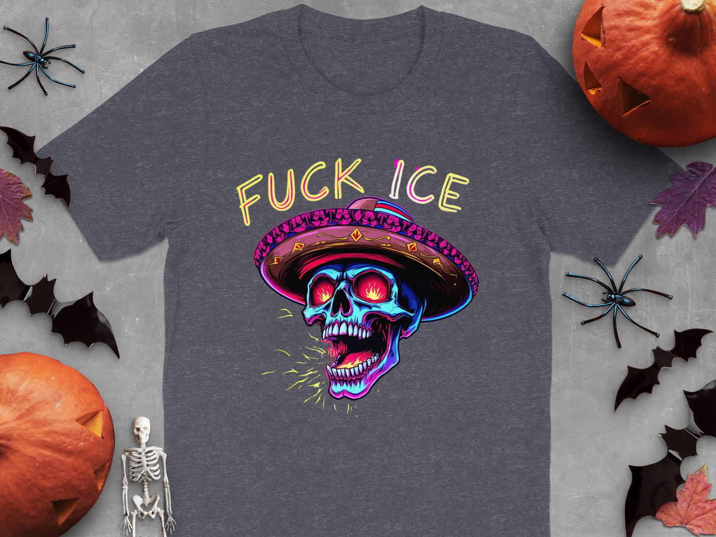 Neon Skull with Hat Graphic Fuck Ice T-shirt product type