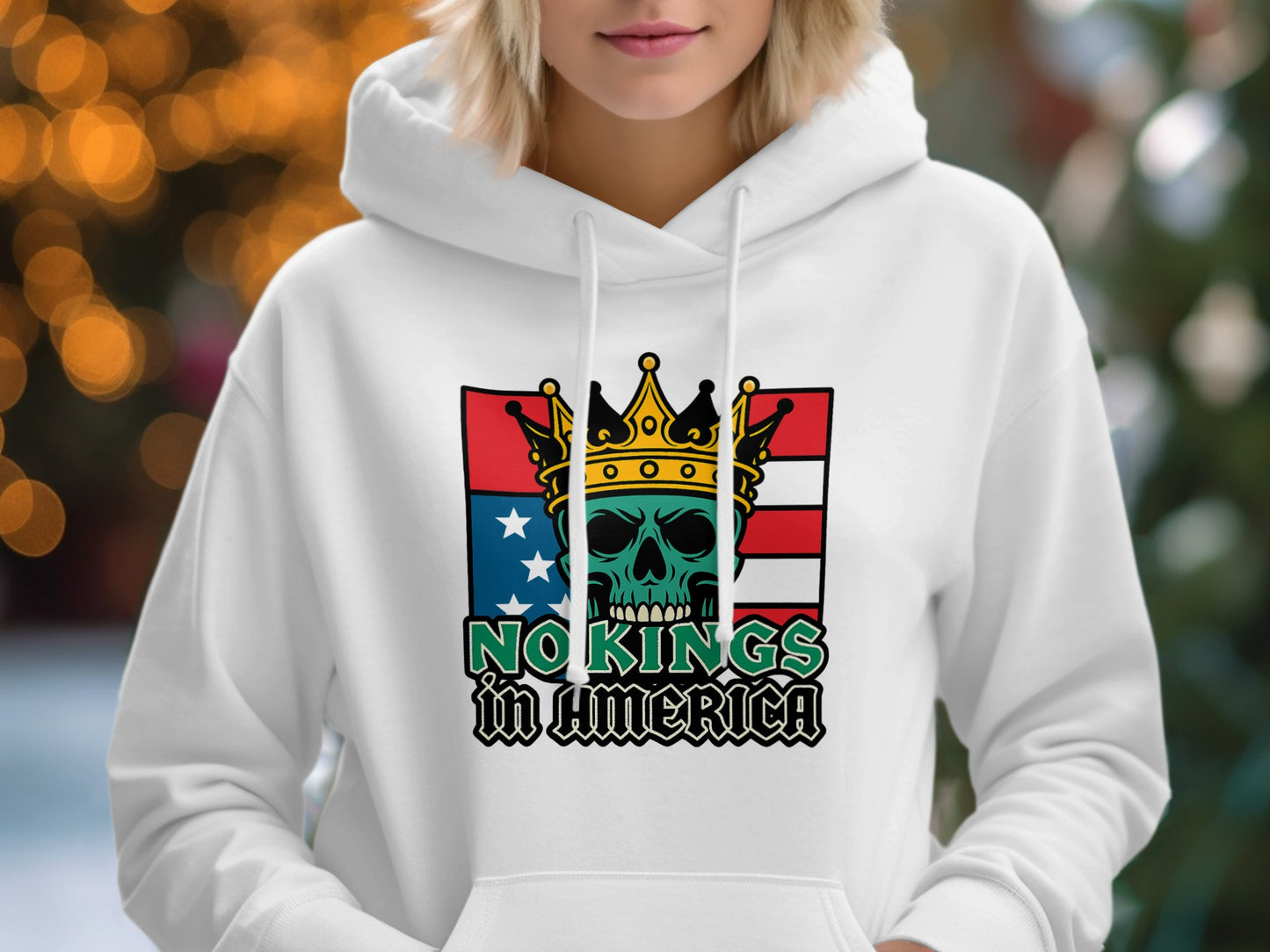 No Kings in America Skull Graphic Hoodie product type