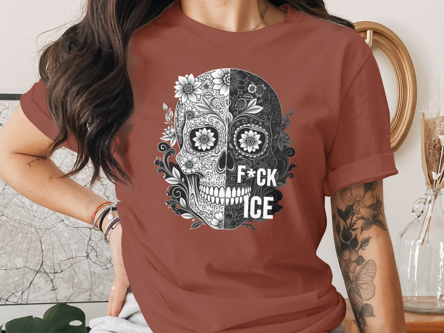 F*CK ICE Decorative Skull Design Graphic T-Shirt product
