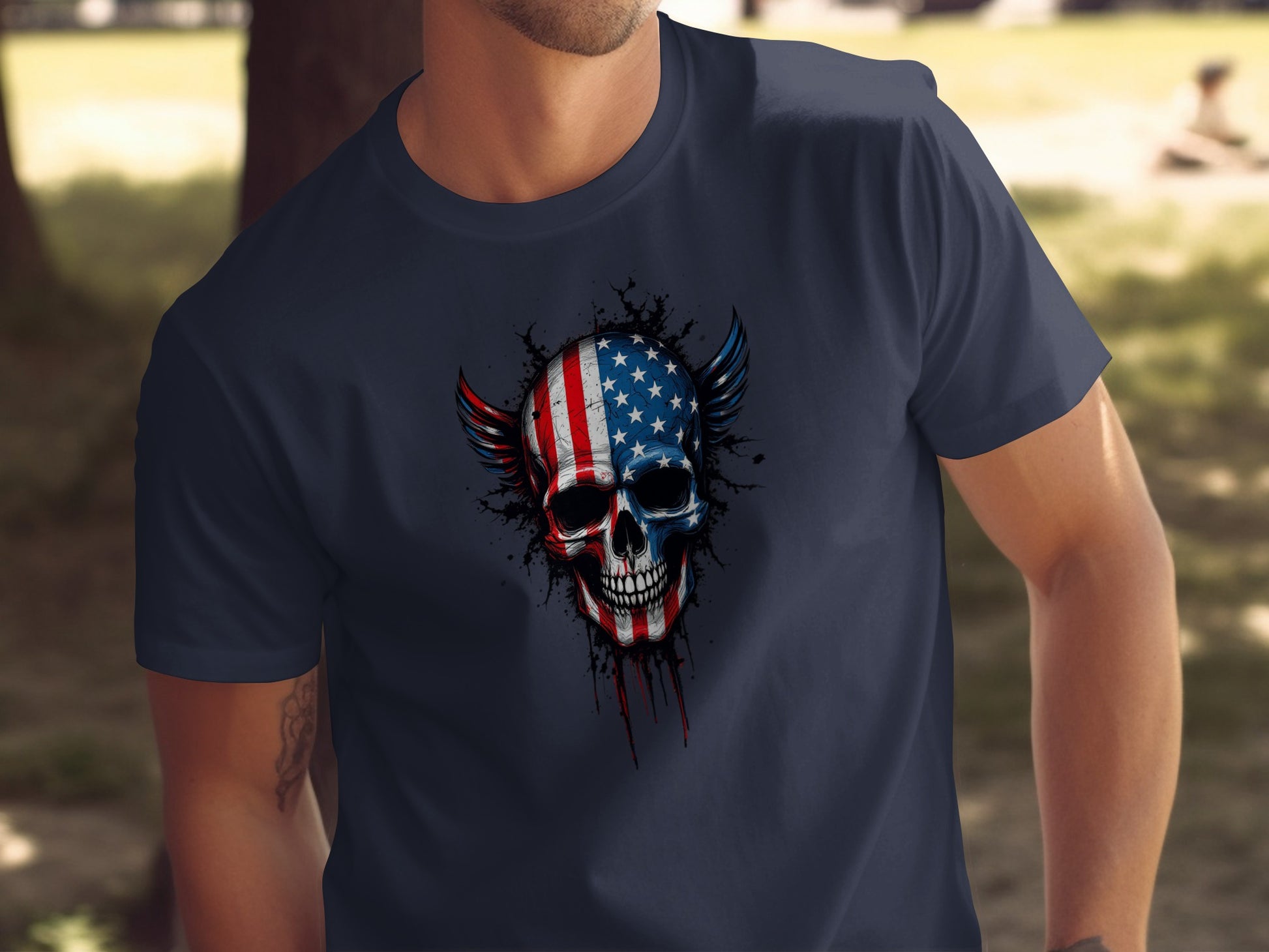 American Flag Skull Design T-Shirt Product Type
