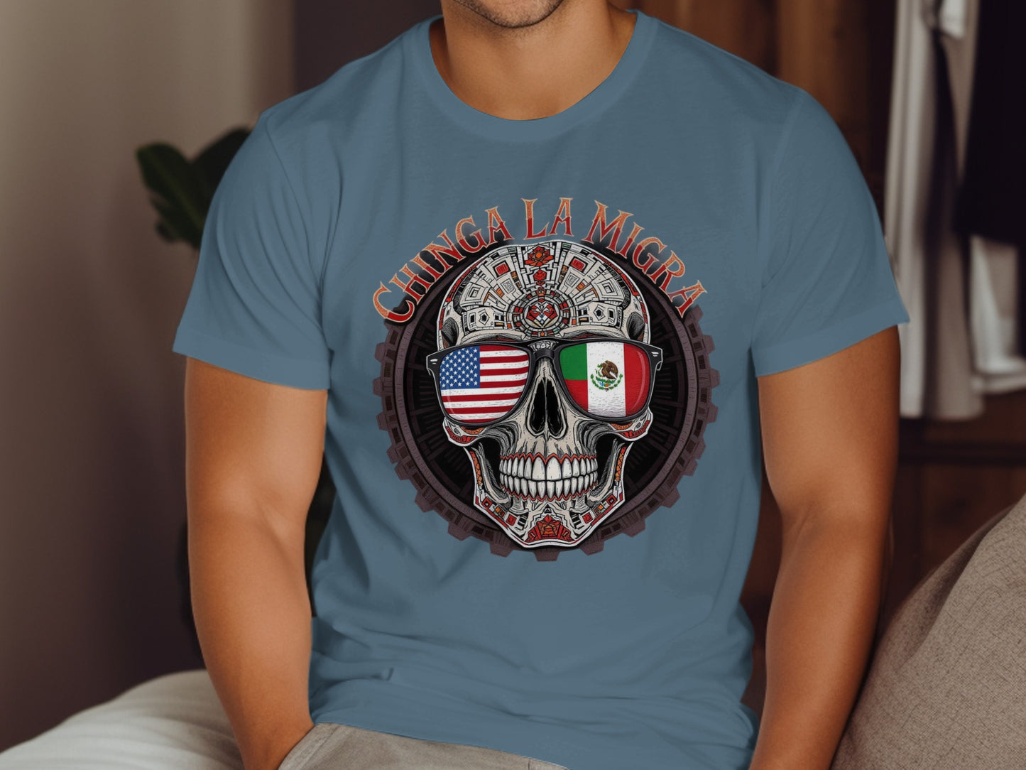 Chinga La Migra Skull Graphic T-shirt product type