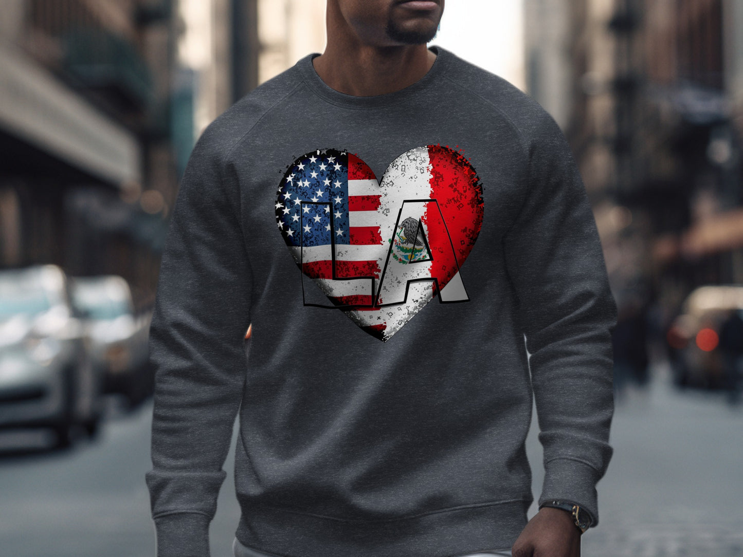 American Mexican Flag Heart LA Design product