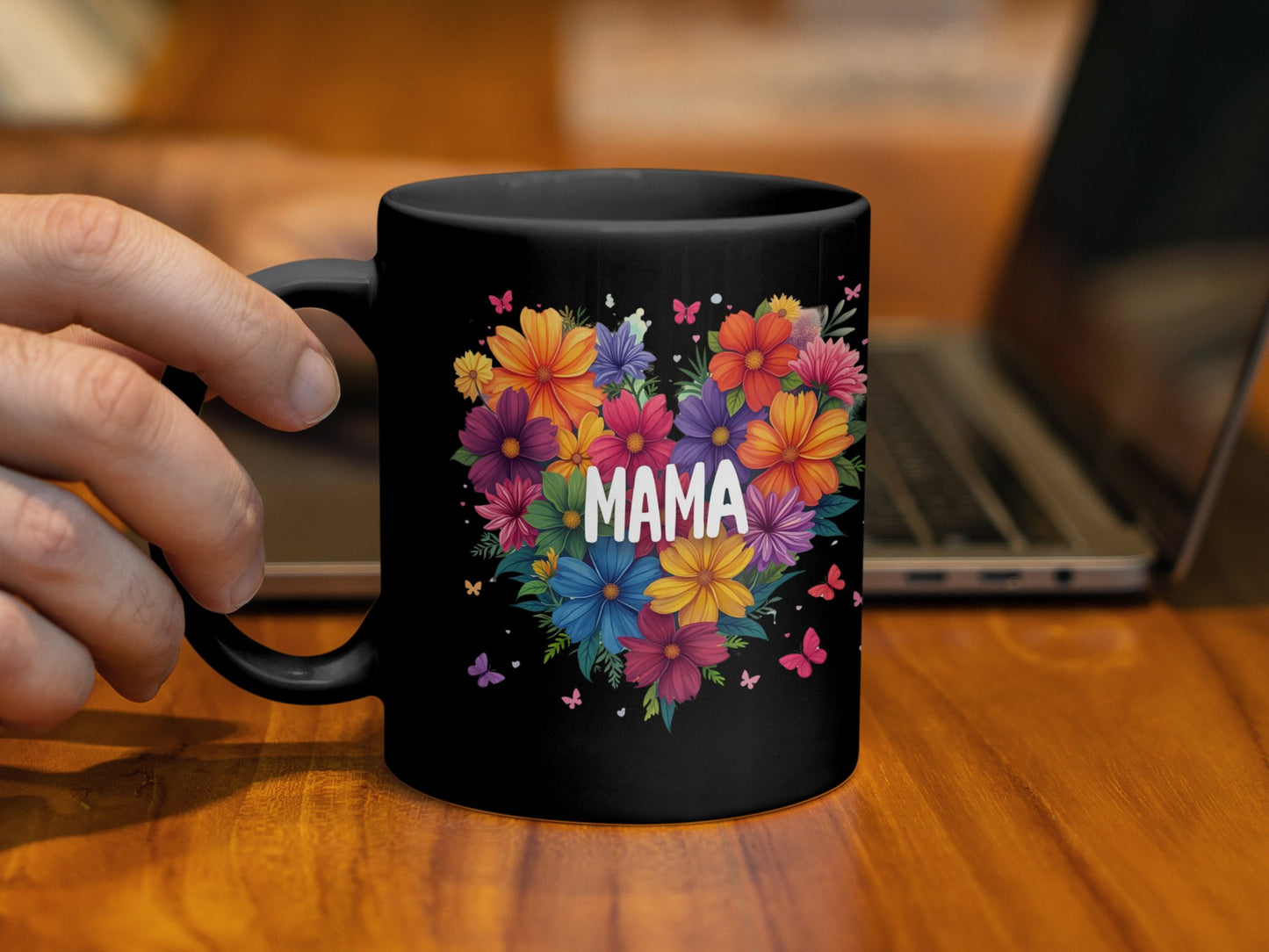 Colorful Floral Heart Mama Design Mug product