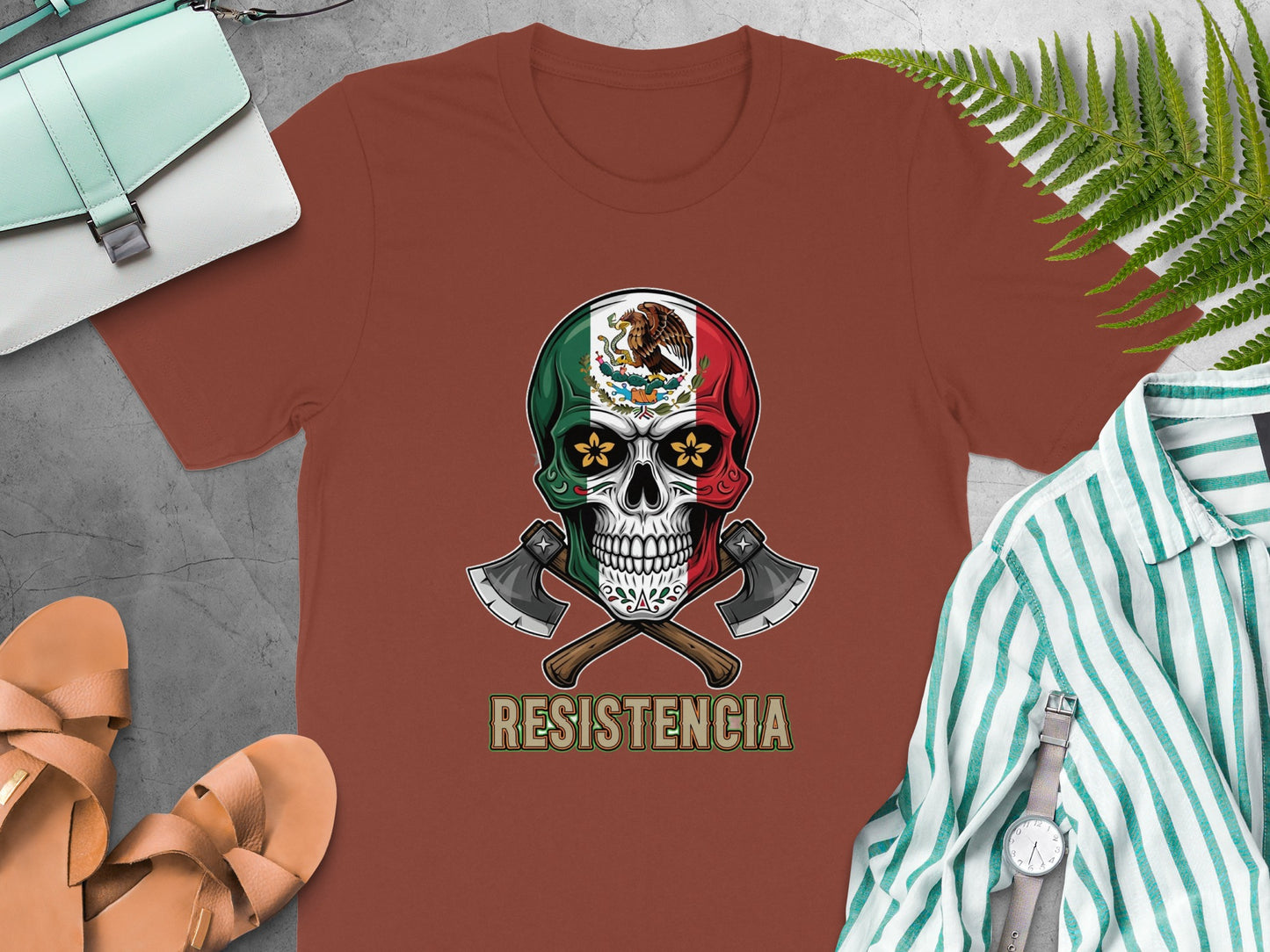 Fierce Skull with Axes and Mexican Flag Resistencia product type
