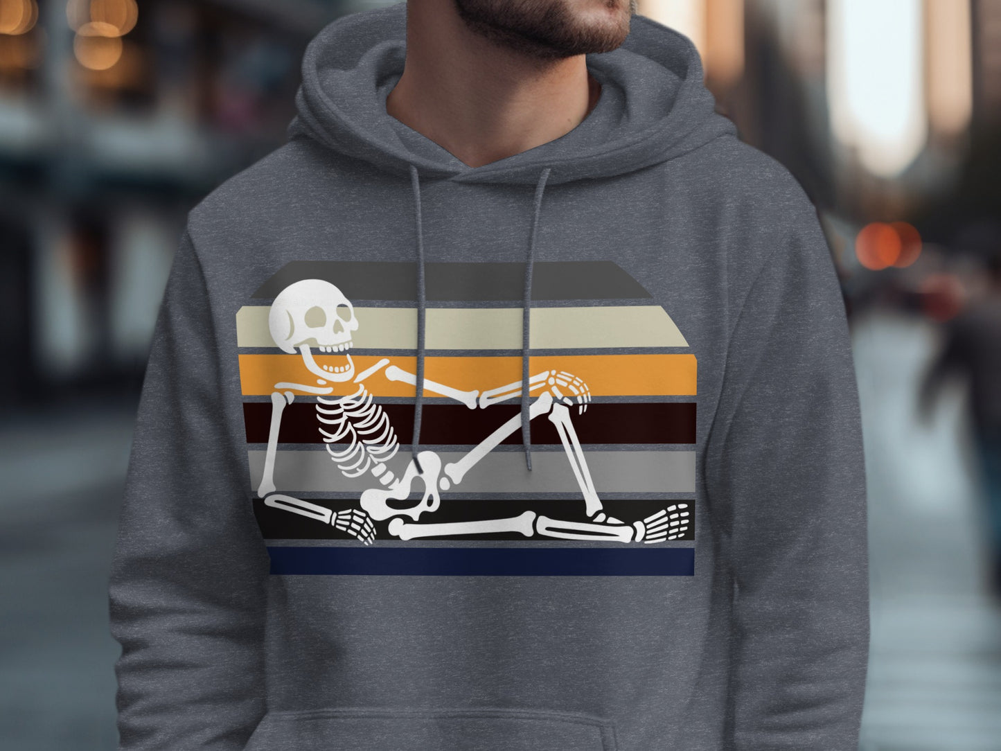Retro Striped Skeleton Graphic Hoodie product