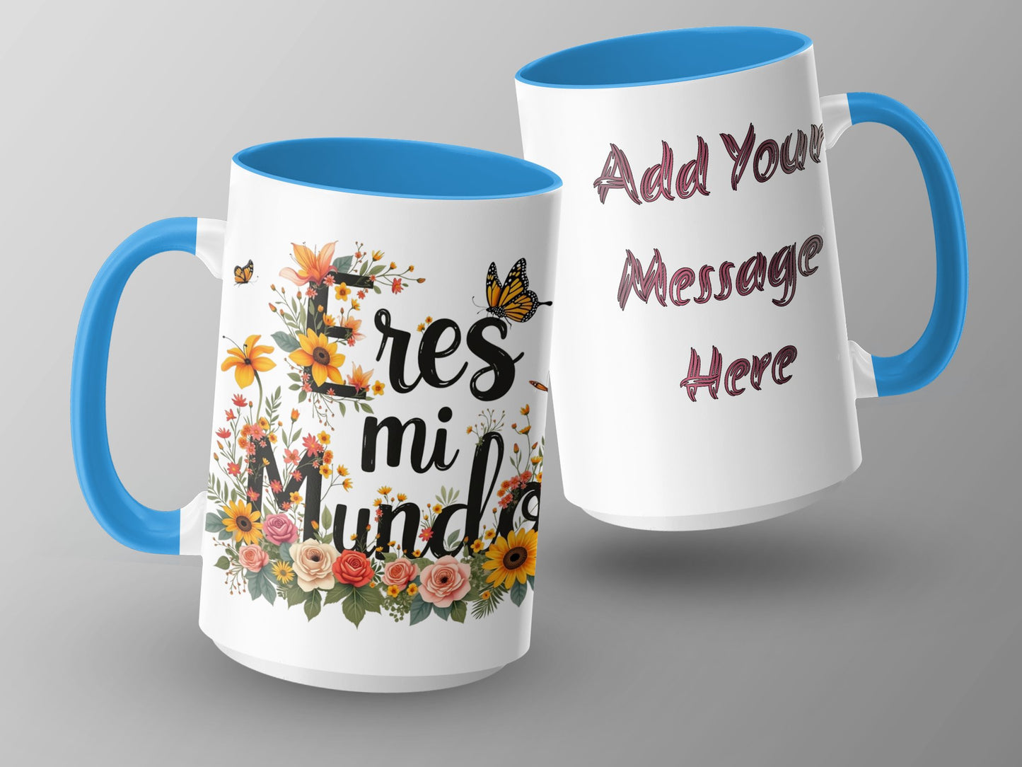 Eres Mi Mundo Customizable Blue Handle Mug product