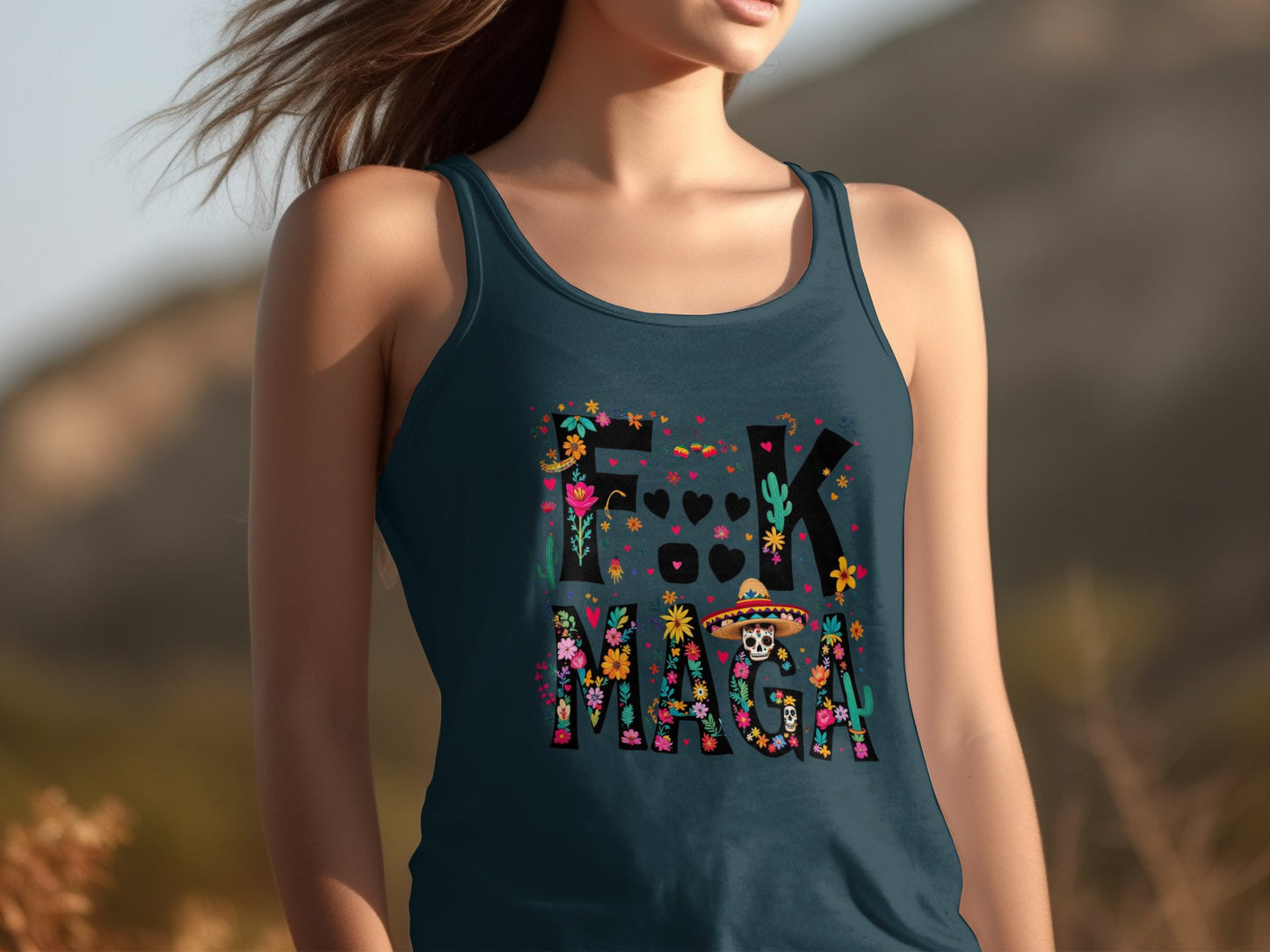 Vibrant F**k Maga Text Design on Tank Top product