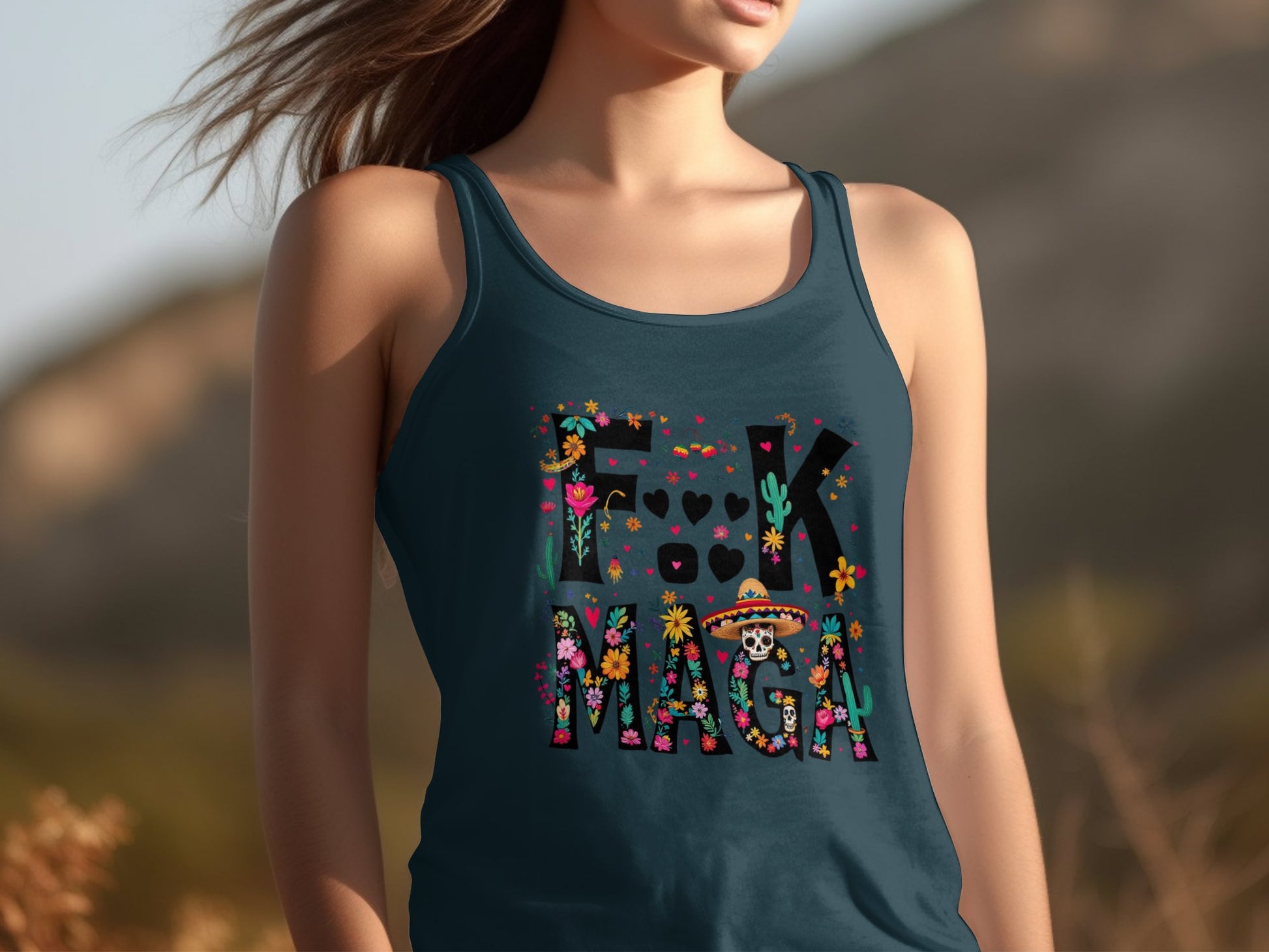 Vibrant F**k Maga Text Design on Tank Top product