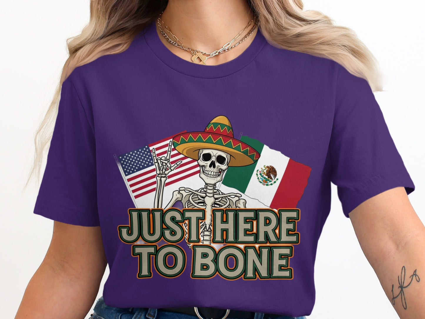 Just Here to Bone Skeleton Graphics T-shirt product