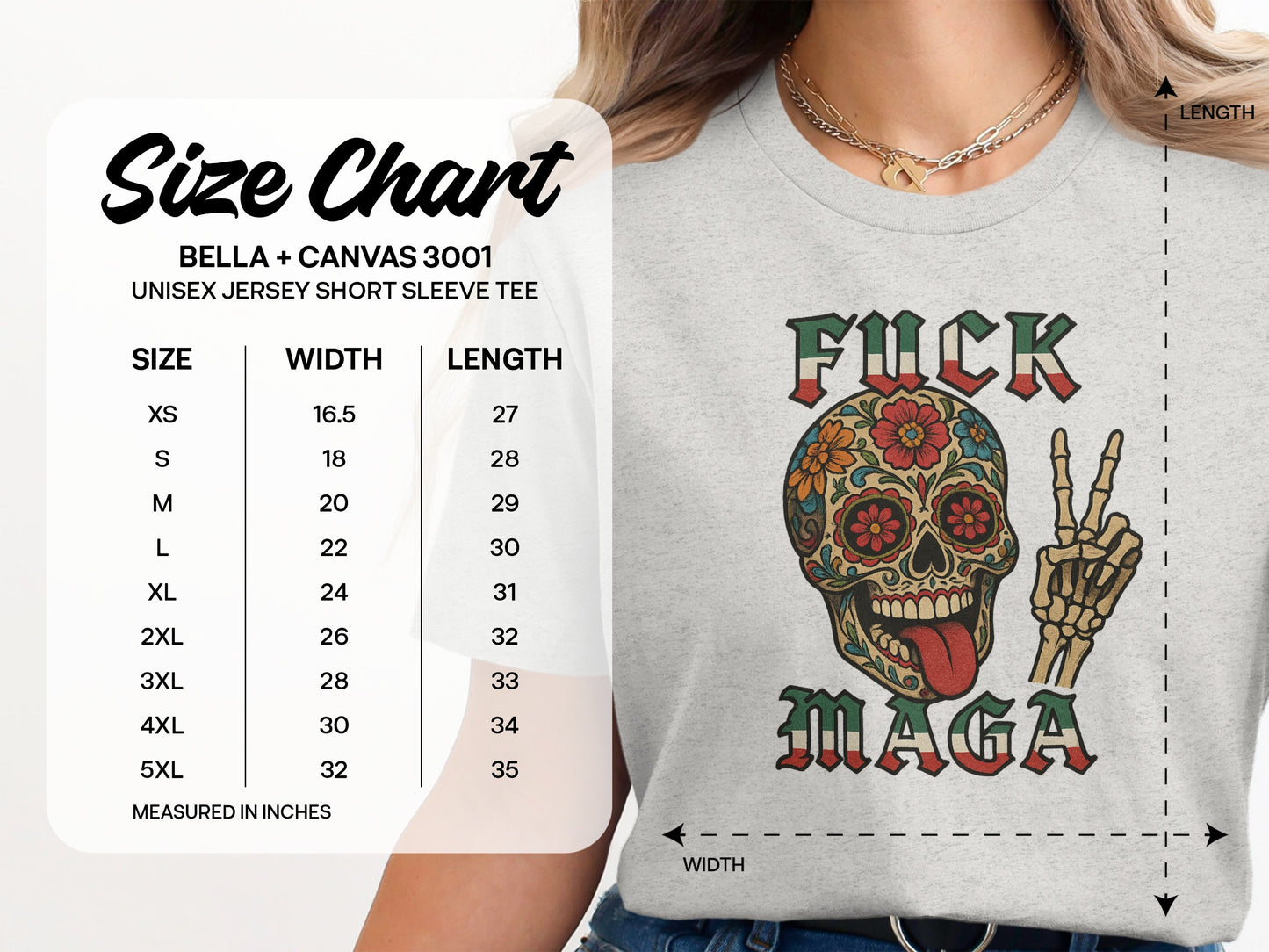 Graphic Tee Fuck Maga with Floral Skull Design