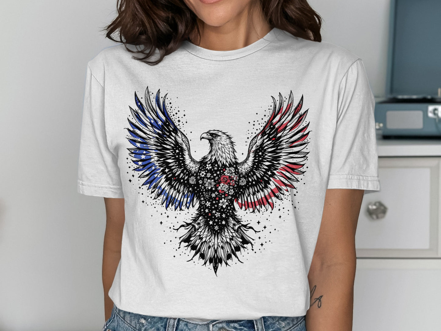 Patriotic Eagle Graphic T-Shirt Stylish Apparel product type