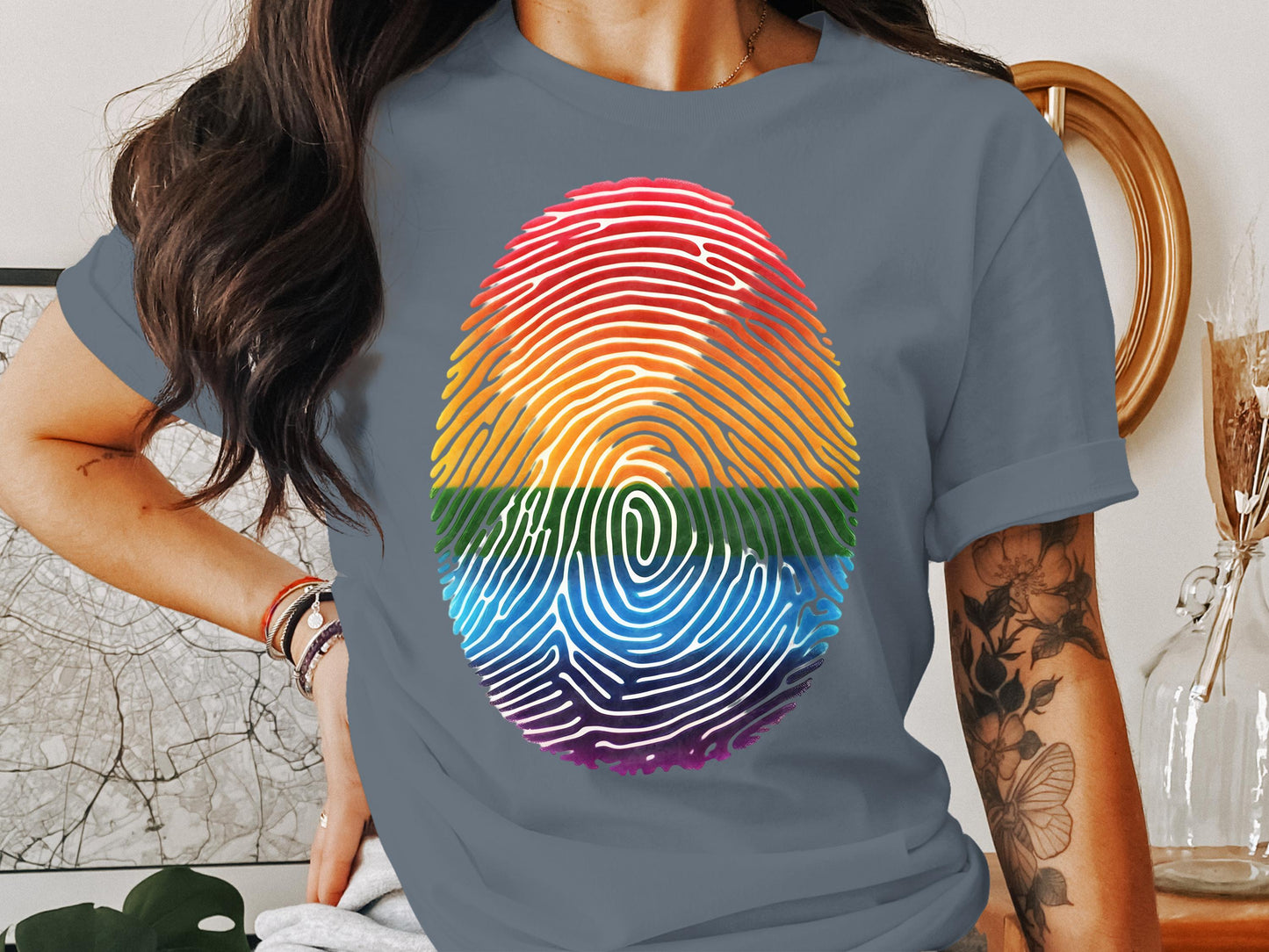Colorful Fingerprint Design Graphic Tee product type