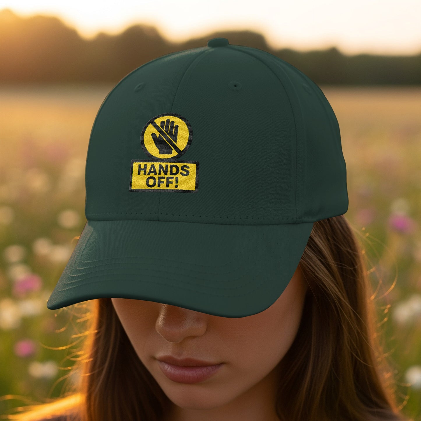Hands Off Embroidered Baseball Cap Hat product