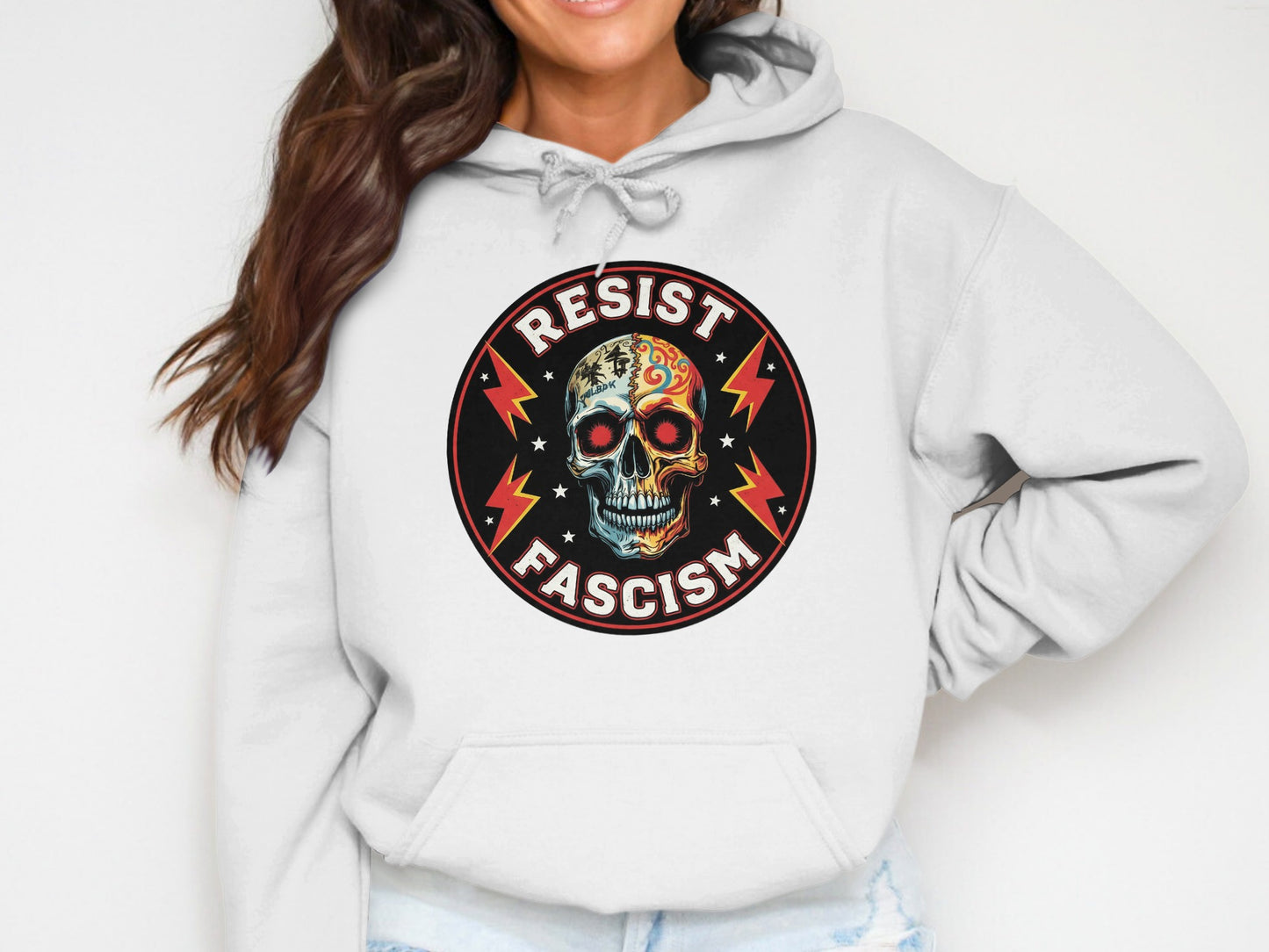 Resist Fascism Skull Graphic Hoodie product