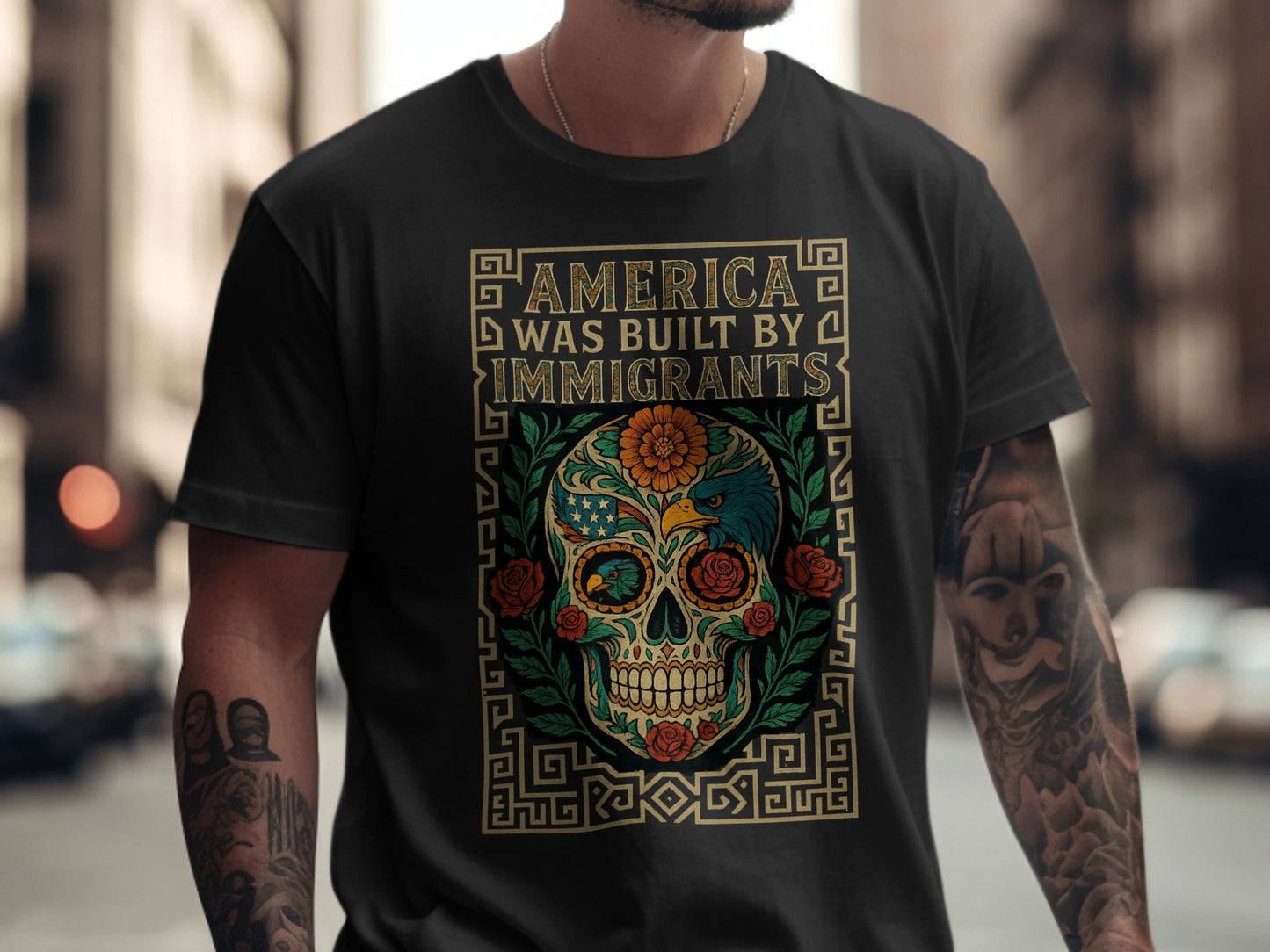 America Was Built By Immigrants graphic t-shirt