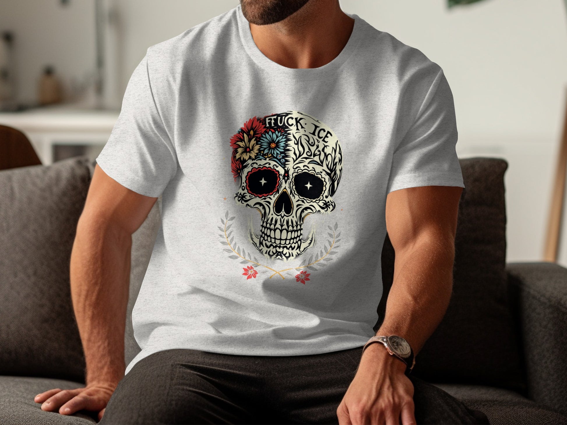 Skull Floral Graphic Design Men's T-shirt product type