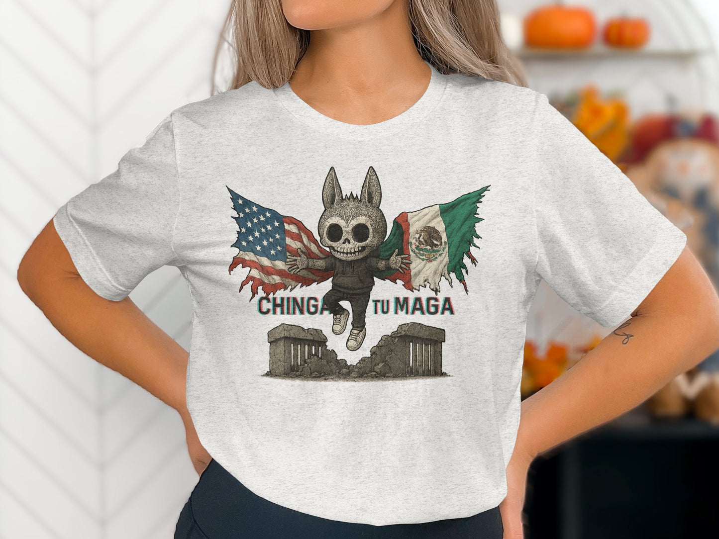 Chinga Tu Maga Graphic Tee with Flag Design product type