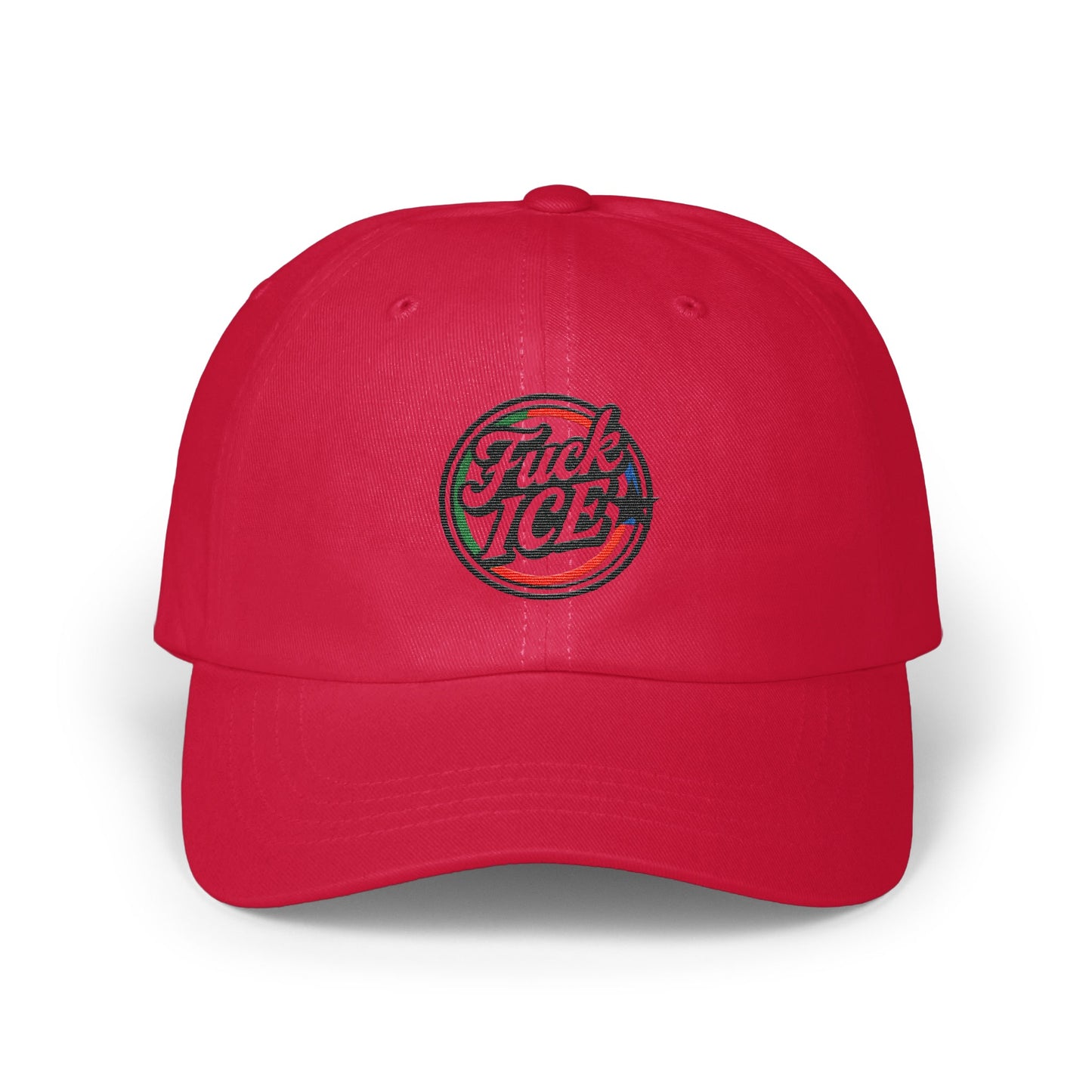 Bold Red Hat with Unique Fuck ICE Design Hat Product