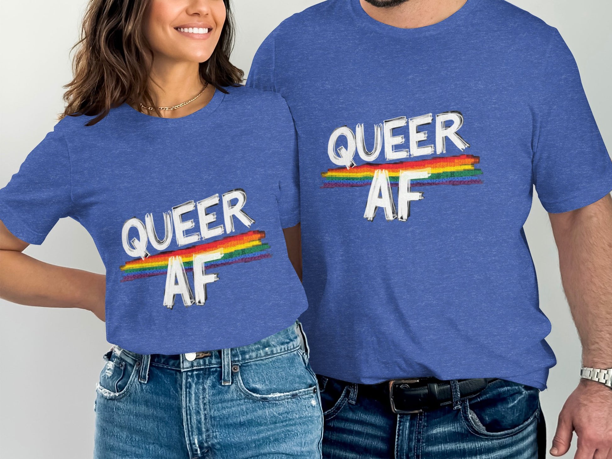 Queer AF Graphic Design on Blue Unisex T-shirt product