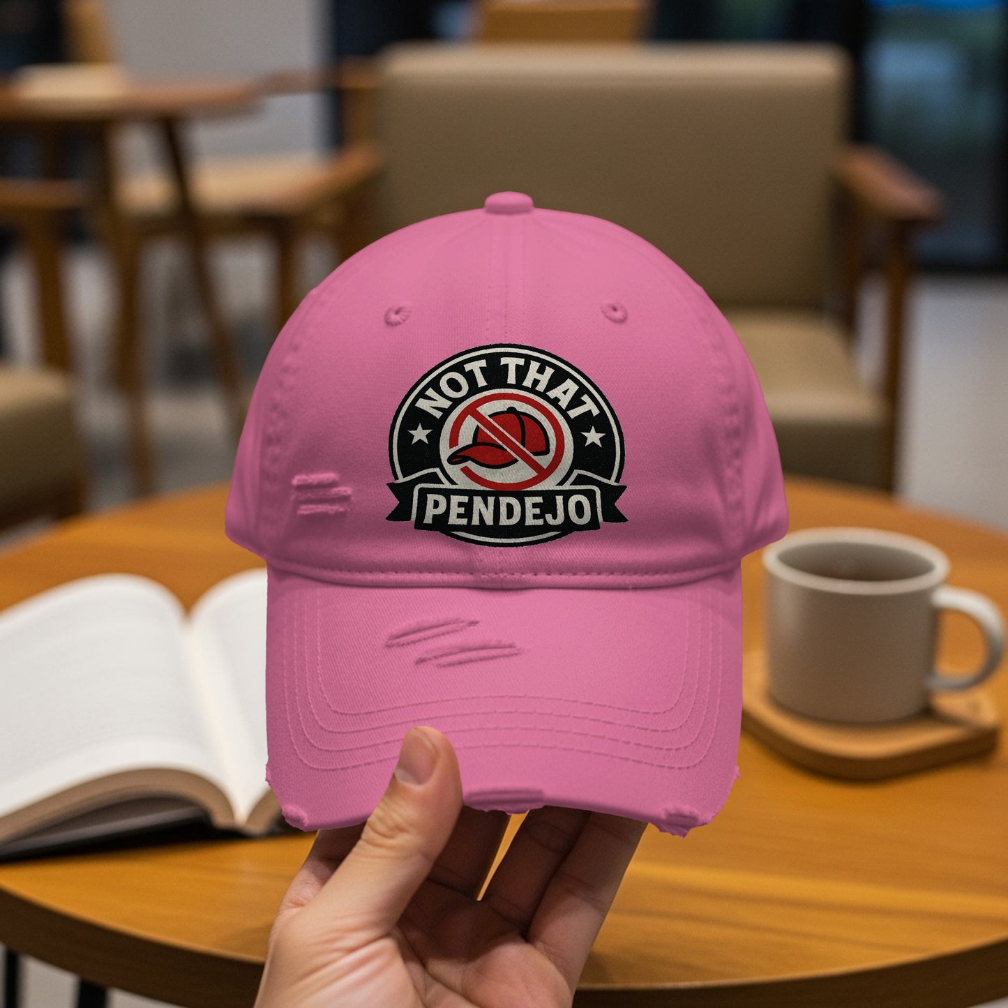Not That Pendejo Pink Distressed Baseball Cap product