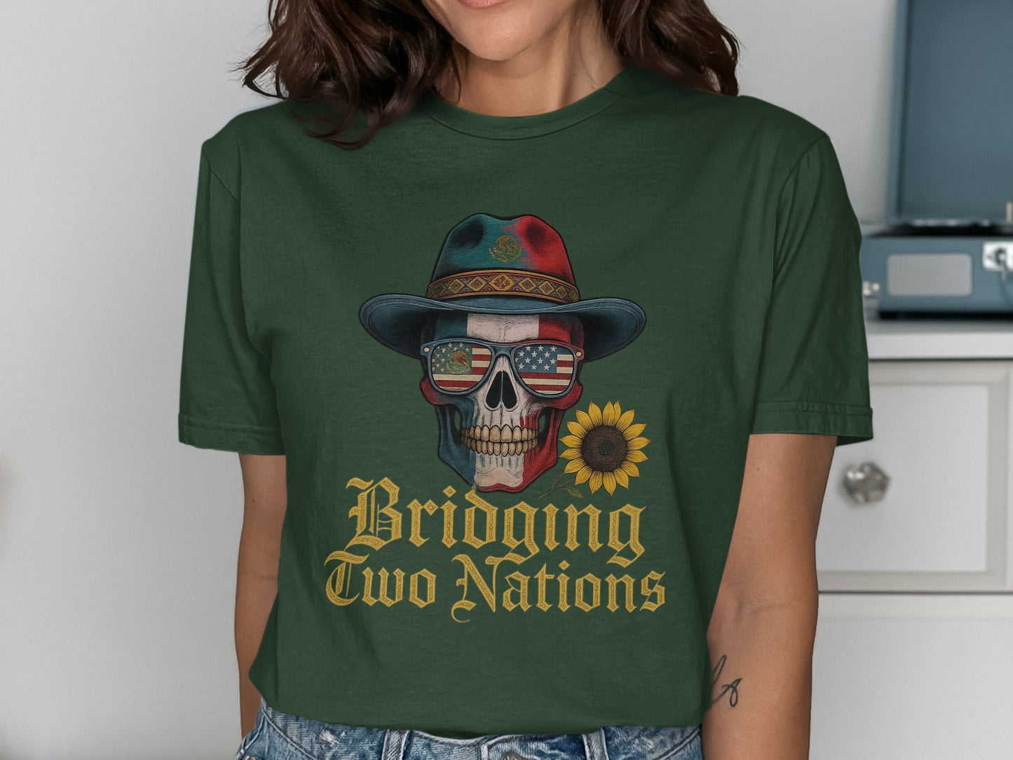 Bridging Two Nations Skull Graphic T-shirt product