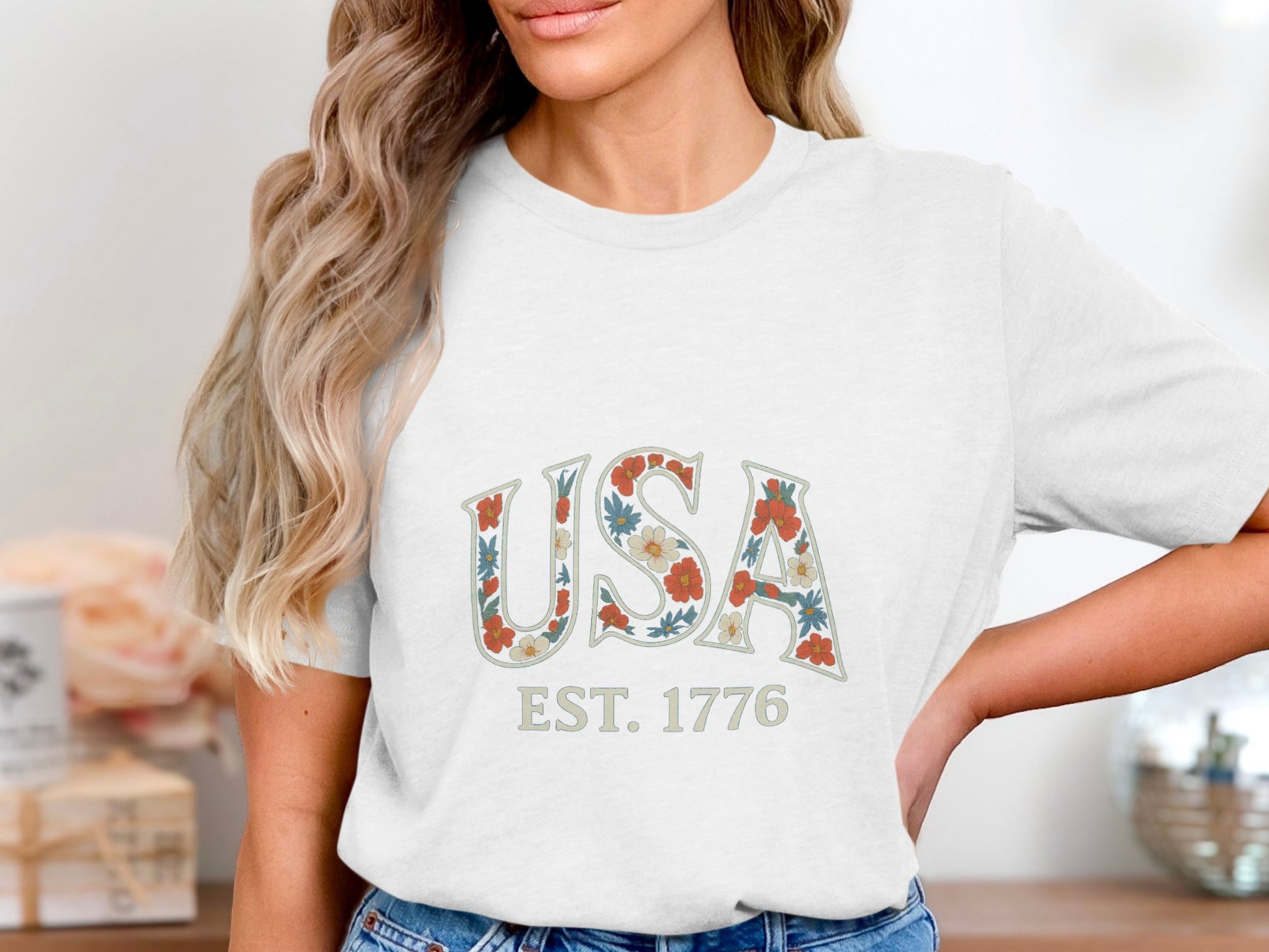 USA EST. 1776 Floral Print Graphic Tee product
