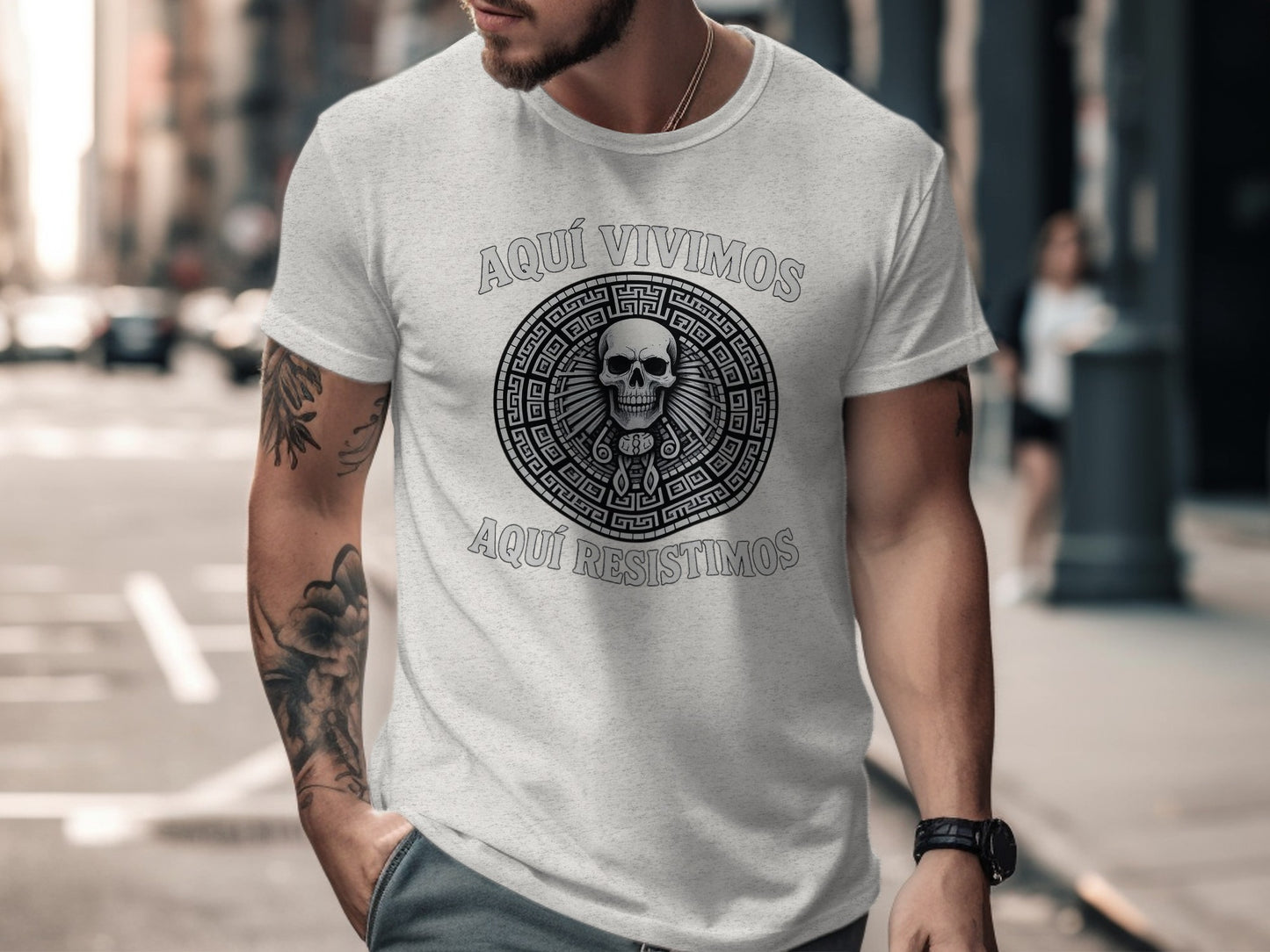 Aquí Vivimos Aquí Resistimos Skull Graphic T-Shirt product type