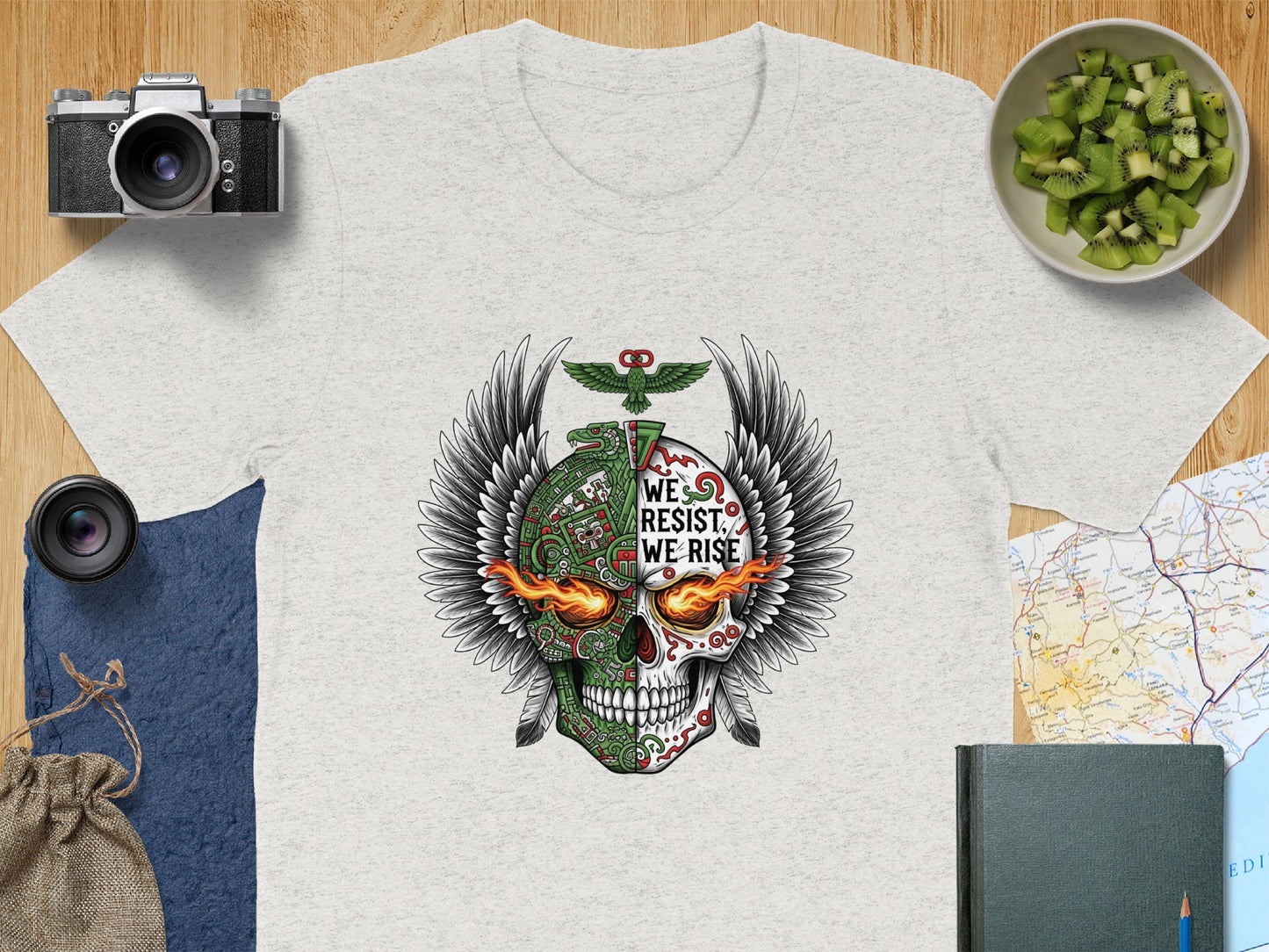 We Resist We Rise Winged Skull Graphic T-Shirt product