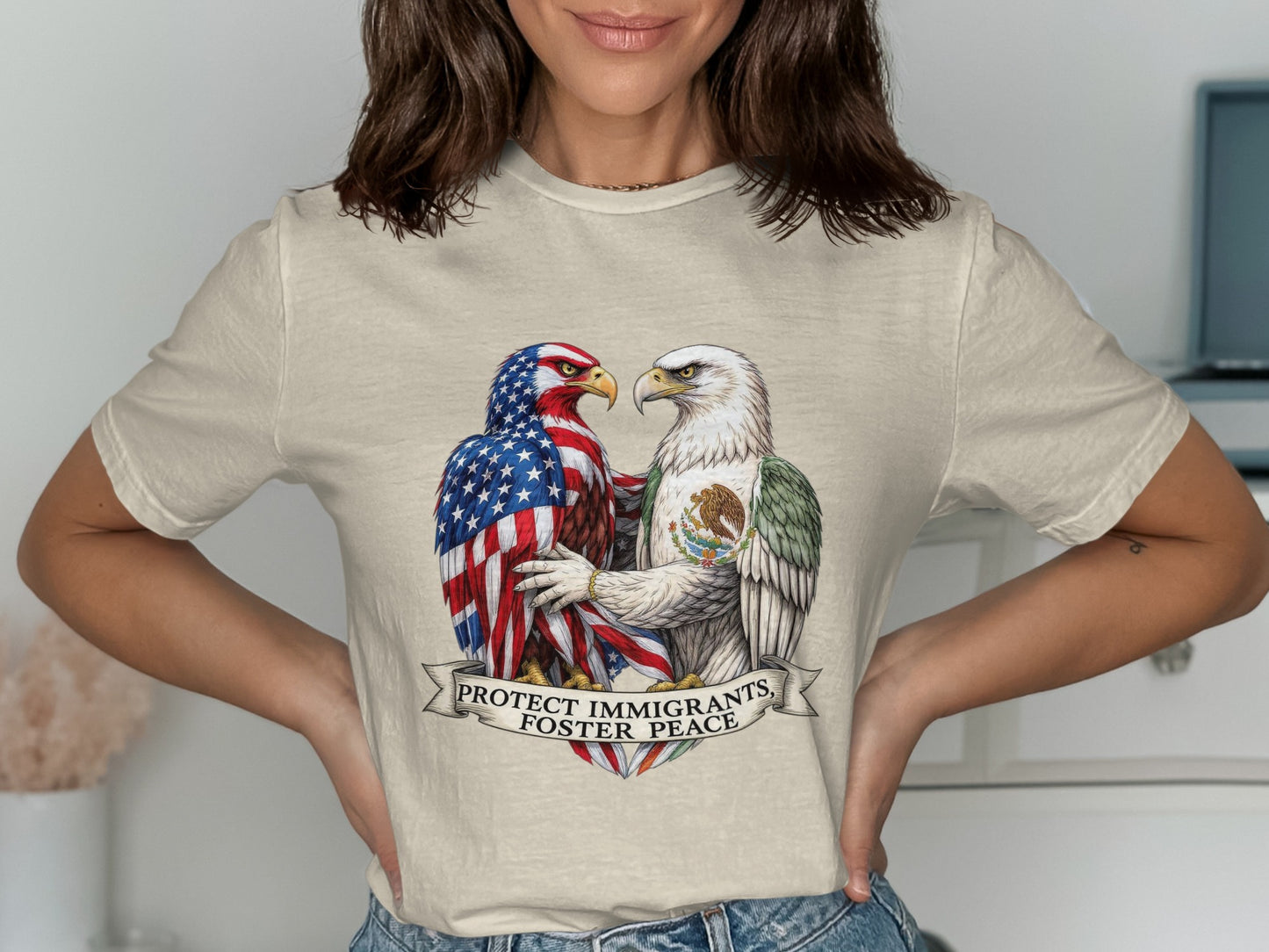 Protect Immigrants Foster Peace Graphic T-shirt product
