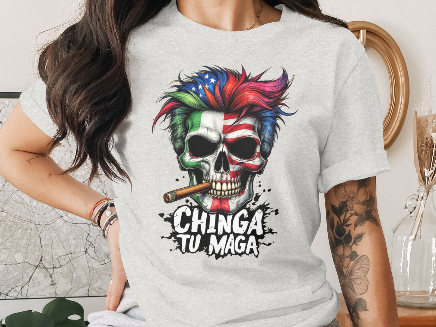 Vibrant Mexican Skull Design T-Shirt Unique Product