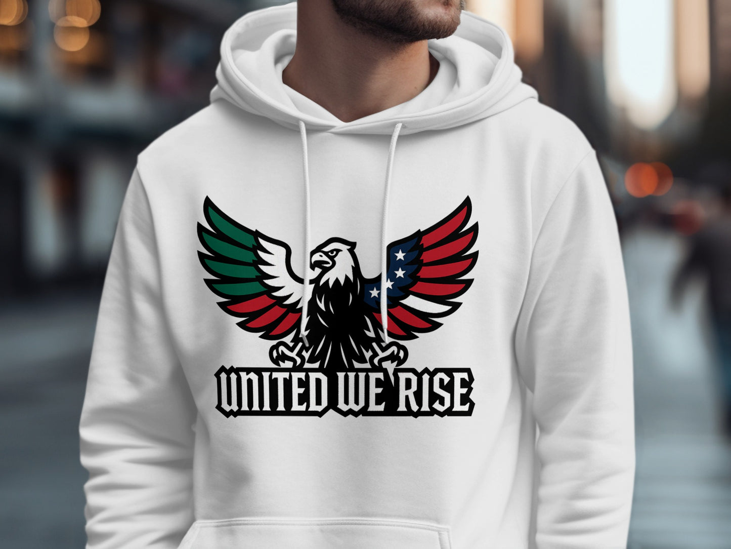 United We Rise Eagle Design Hooded Sweatshirt product
