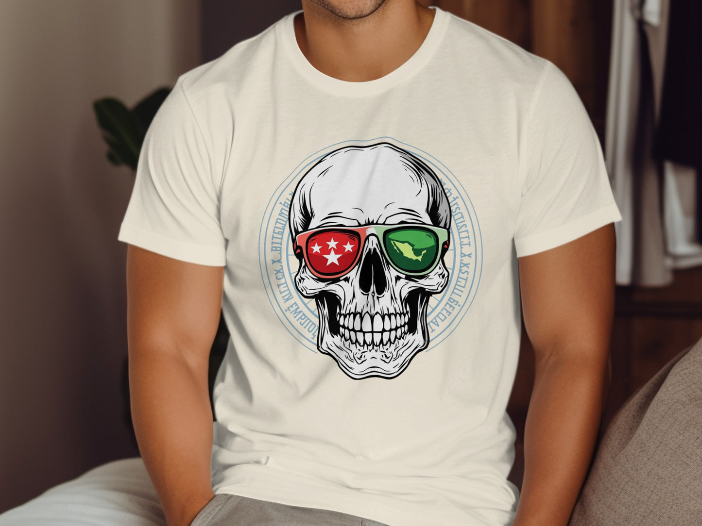 Skull Graphic Tee with Red and Green Sunglasses product type