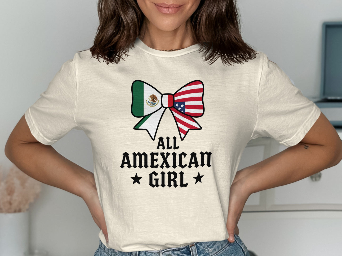 All Mexican American Girl Bow Graphic TShirt product