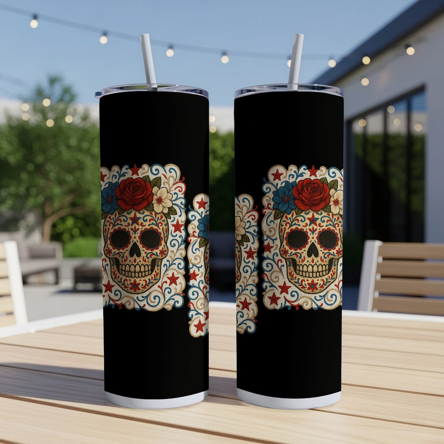 Vibrant Sugar Skull Design Insulated Tumbler product