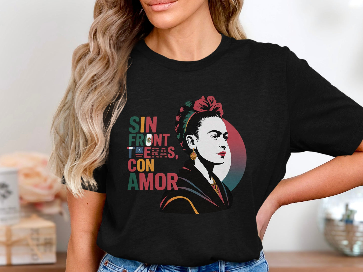Sin Fronteras Con Amor Frida Graphic Tee product