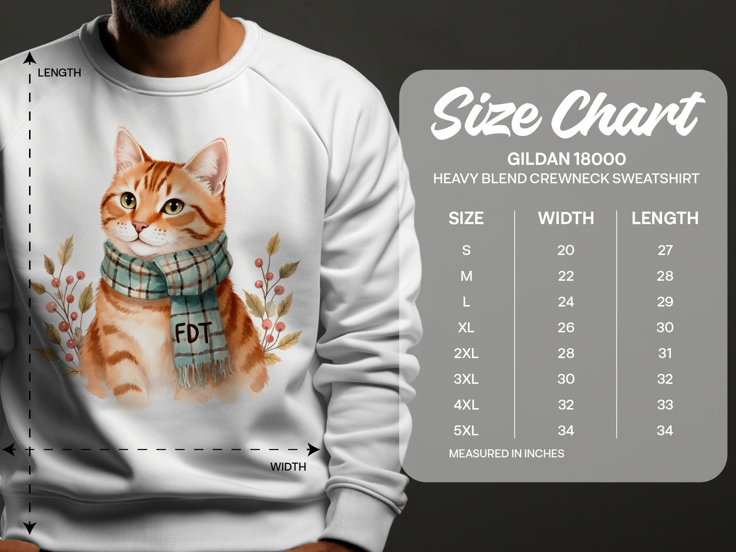 Adorable Cat with Scarf Heavy Blend Crewneck Sweatshirt