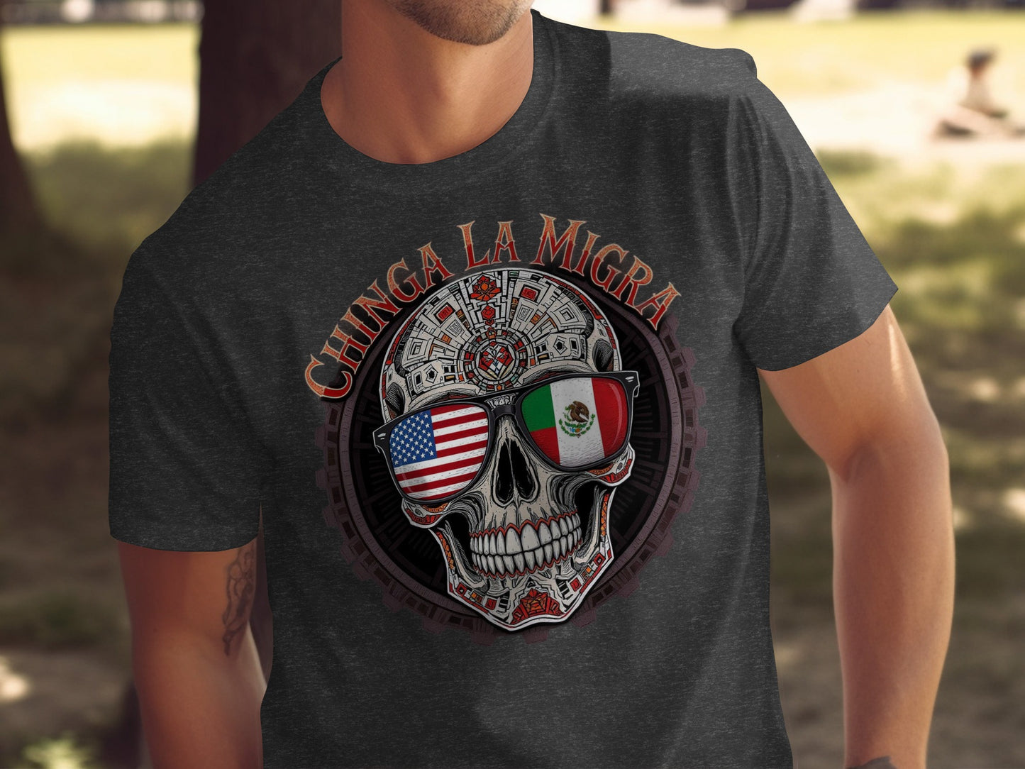Chinga La Migra Graphic Skull Short Sleeve T-Shirt Product Type