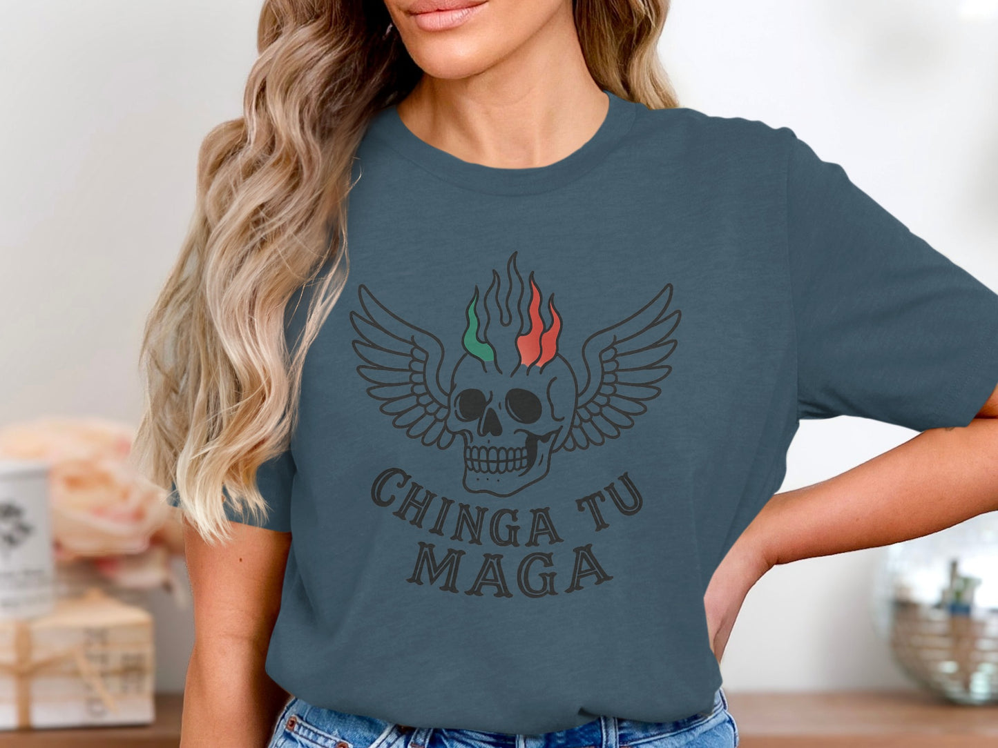 Chinga Tu Maga Skull Winged Graphic Tee product
