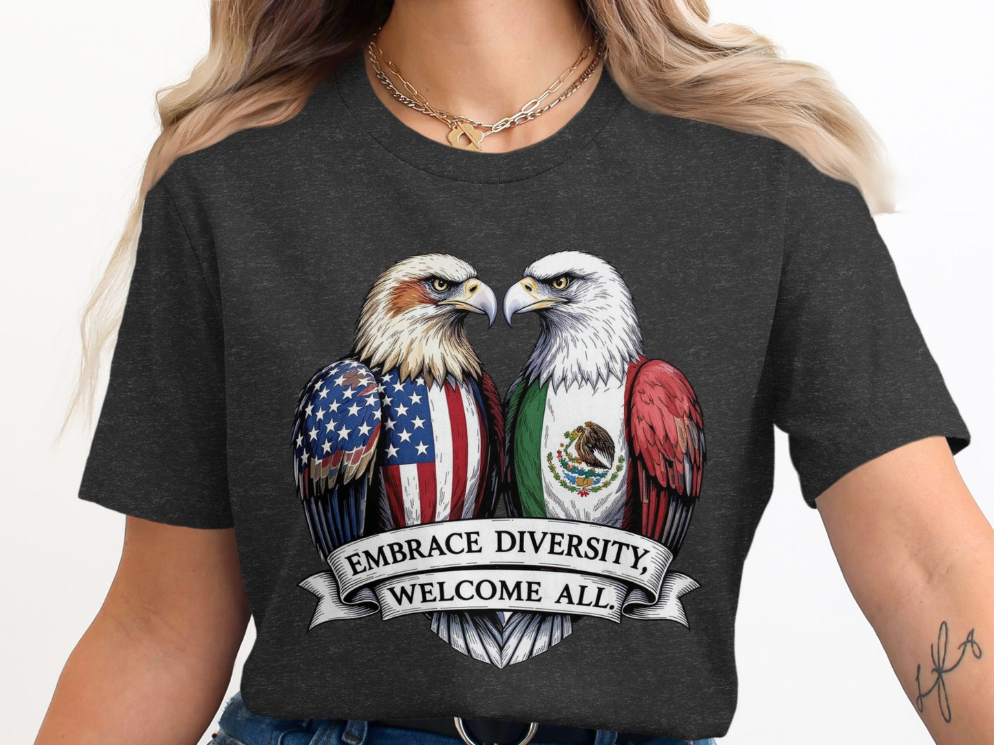 Embrace Diversity Welcome All Eagle Print Shirt product