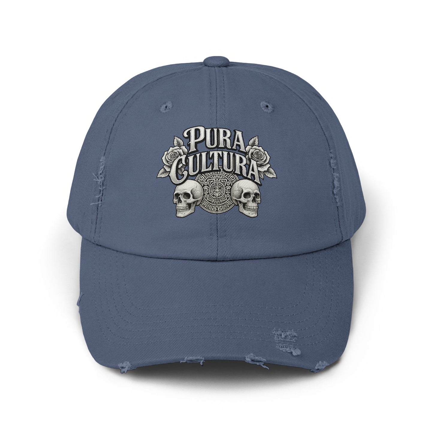 Pura Cultura Skull and Rose Blue Vintage Style Hat product