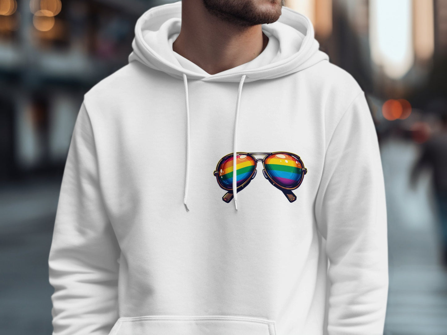 Stylish Hoodie with Rainbow Sunglasses Design hoodie