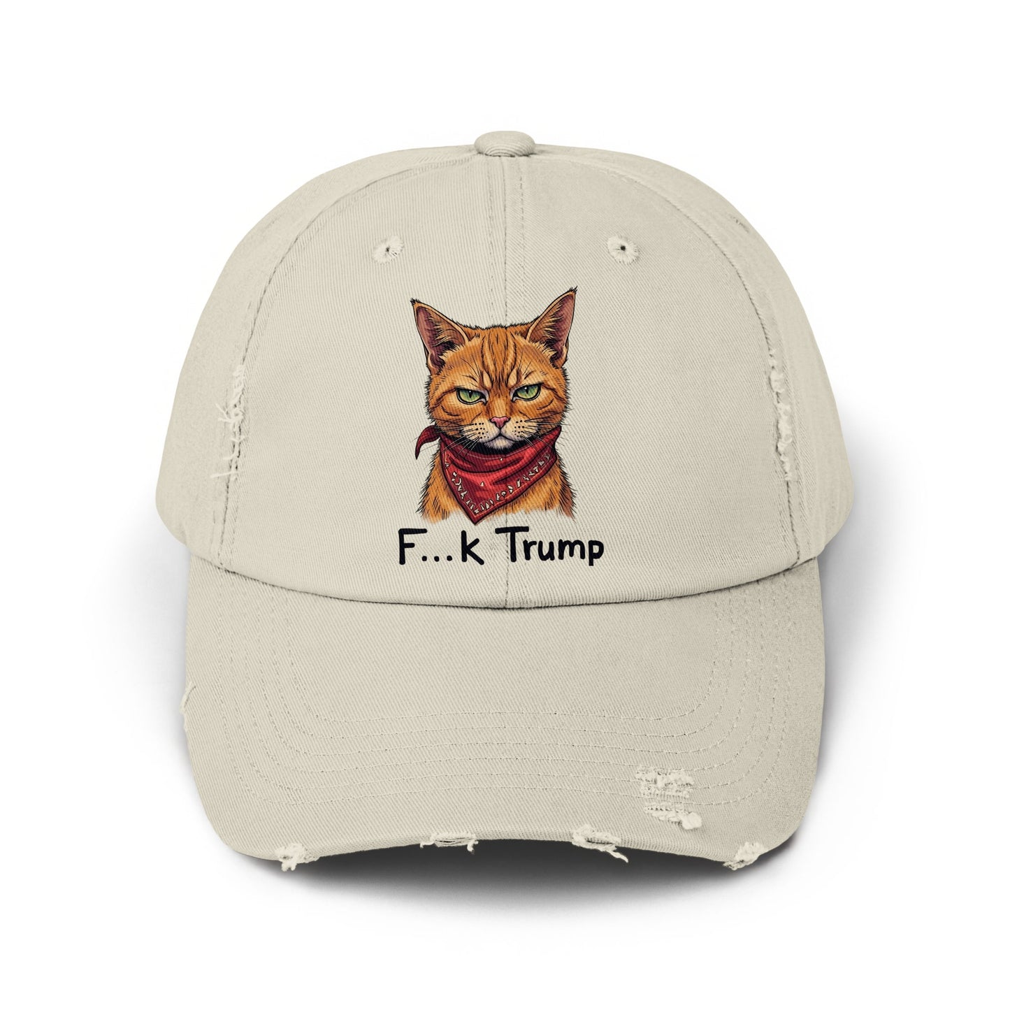 'F...k Trump Cat with Bandana Embroidered Hat product type'