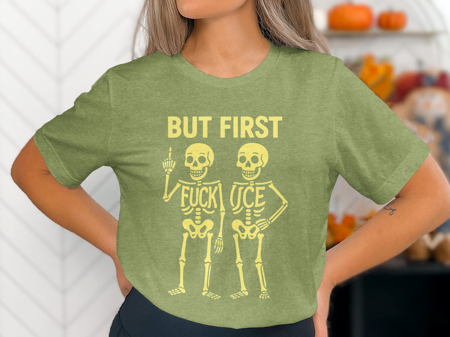 But First Skeleton Middle Finger Graphic Shirt product type