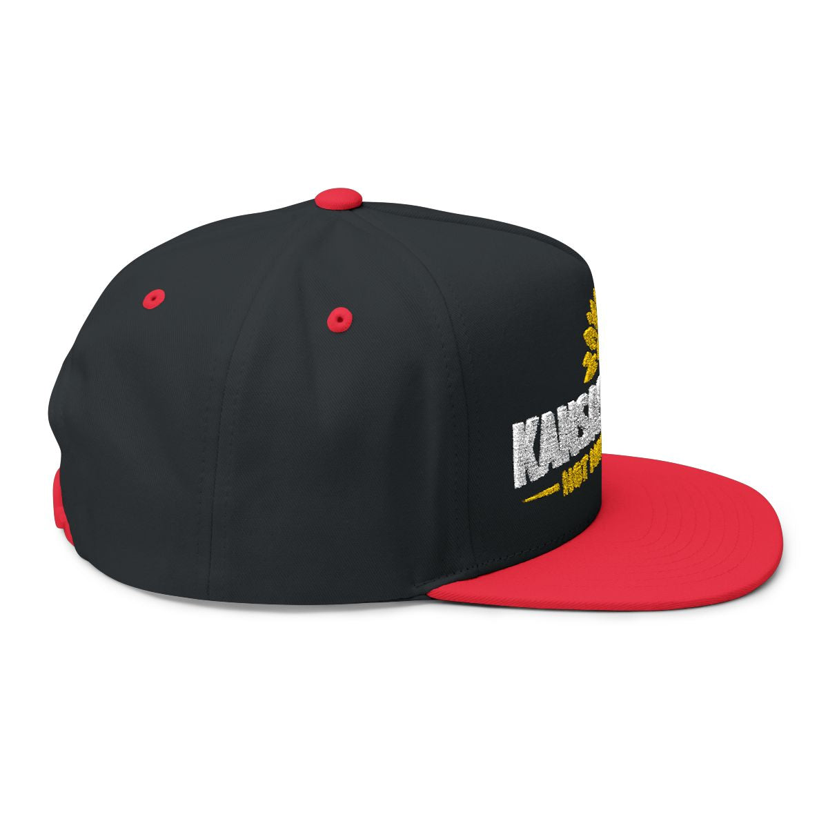 KABOOM Snapback Hat with Red Visor and Black Panel
