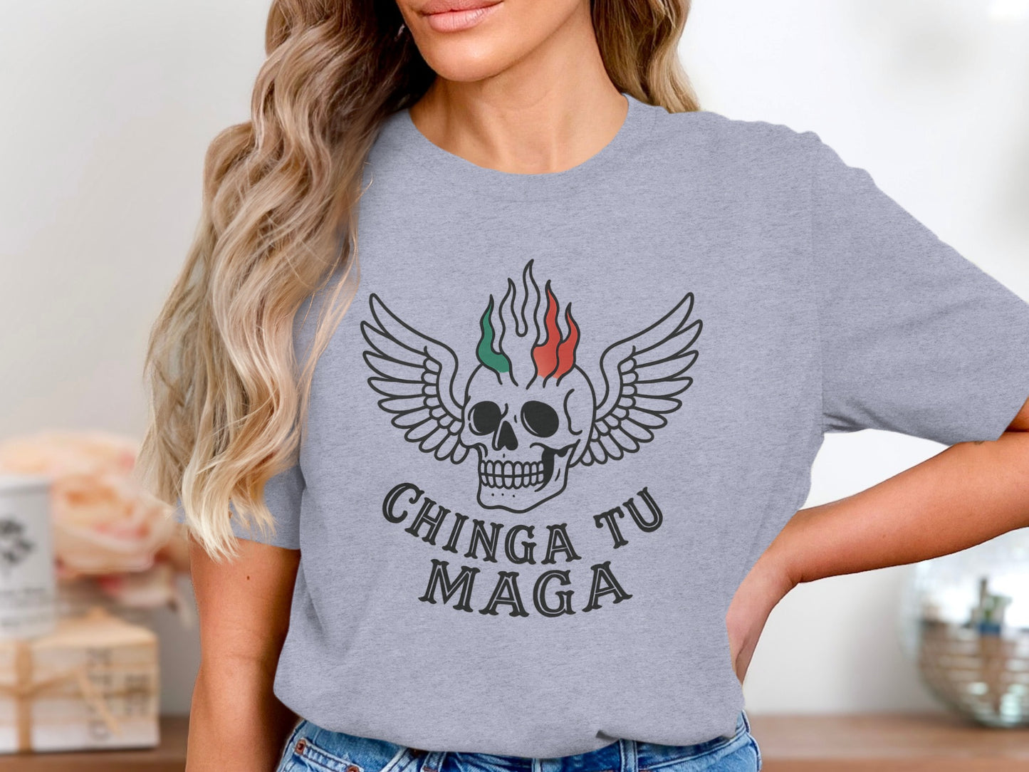 Chinga Tu Maga Skull With Wings Graphic Tee product type