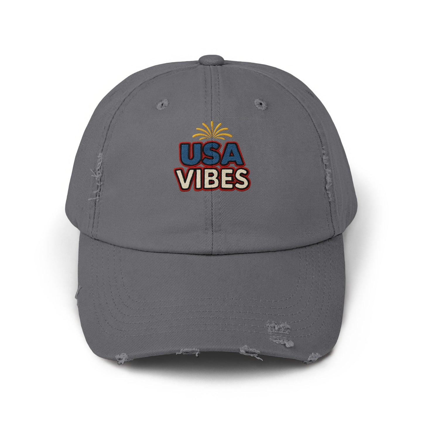 Distressed Gray USA Vibes Embroidered Cap product type