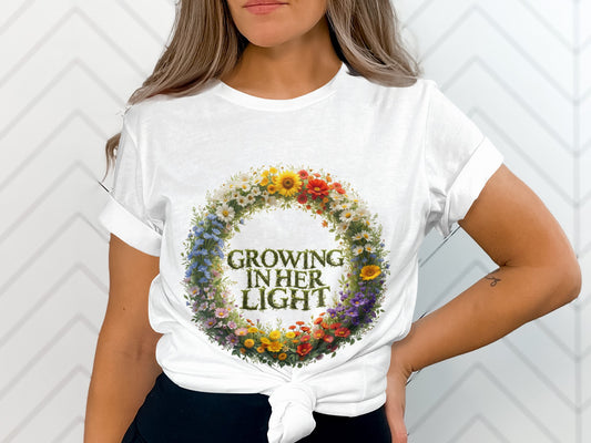 Growing In Her Light Floral Design T-Shirt product type