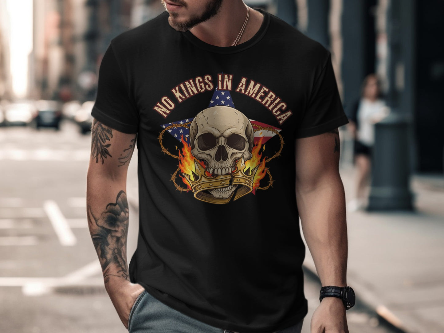 No Kings in America Skull Graphic Tee